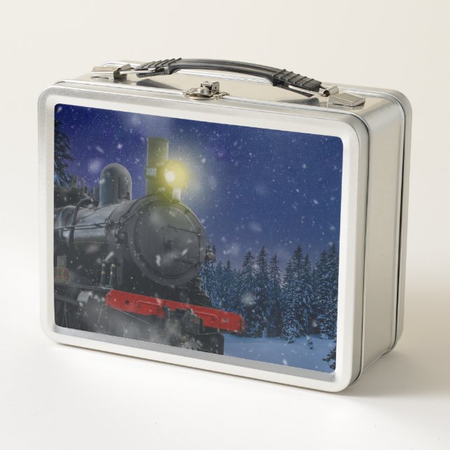 Christmas Train in the snow          Metal Lunch Box (Front)