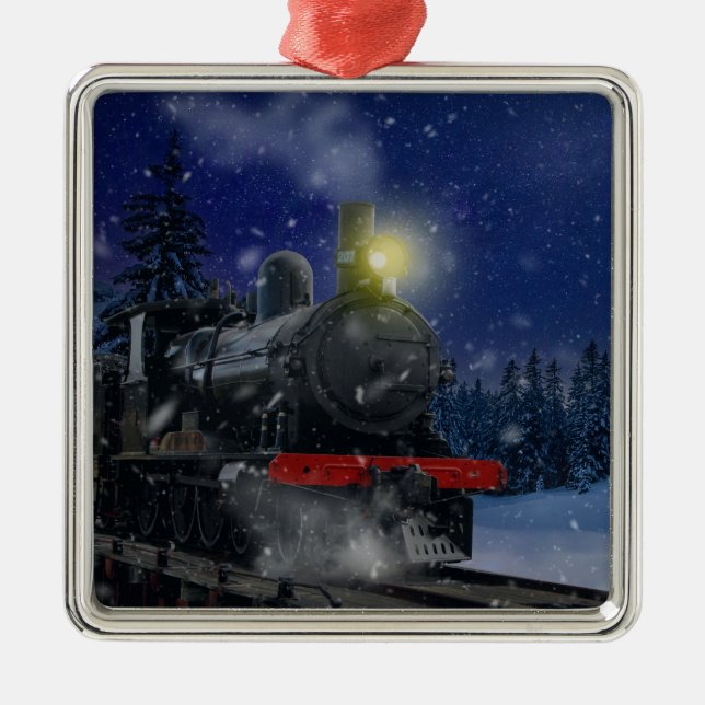 Christmas Train in the snow              Metal Tree Decoration (Front)