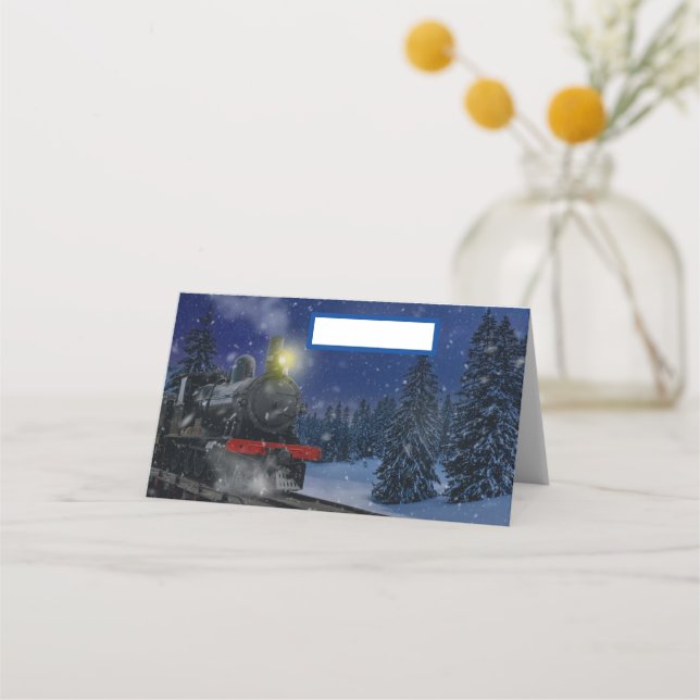 Christmas Train in the snow            Place Card (Front)