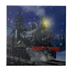 Christmas Train in the snow               Tile