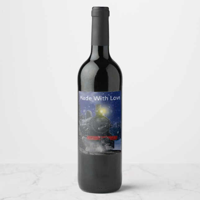 Christmas Train in the snow           Wine Label (Front)