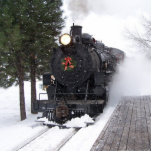 Christmas Train Ornament Photo Sculpture Decoration<br><div class="desc">Sumpter Valley Railroad No. 19 Mikado steams past the depot platform.</div>