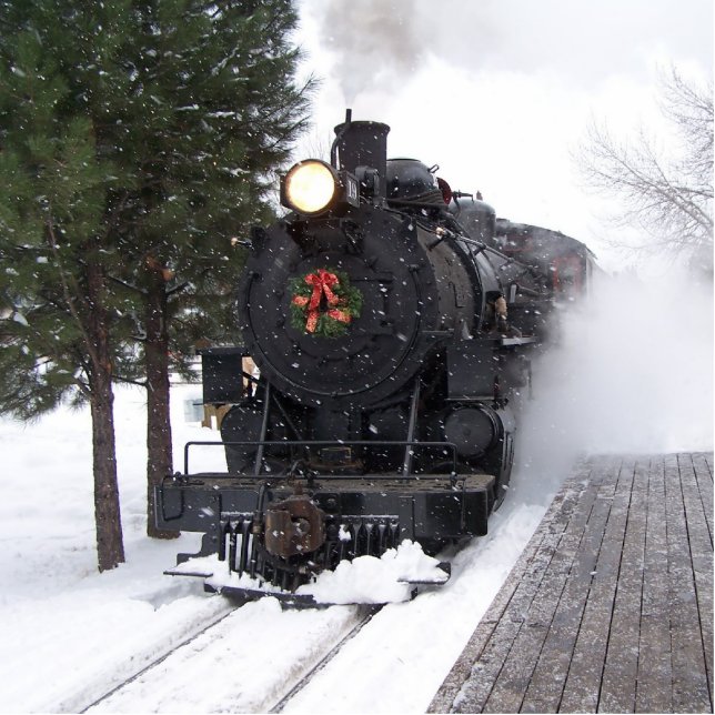 Christmas Train Ornament Photo Sculpture Decoration (Front)