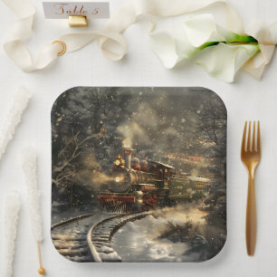 Christmas Train Paper Plate