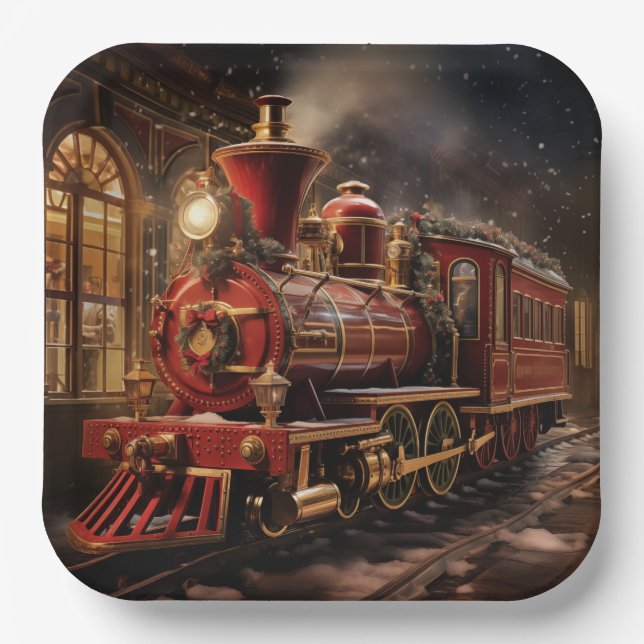 Christmas Train Paper Plate (Front)