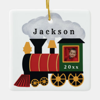 Christmas Train Personalized Photo Ceramic Ornament