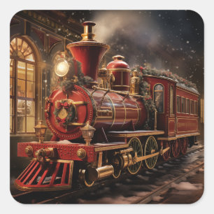 Christmas Train Square Sticker