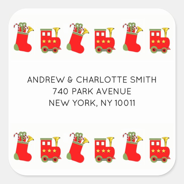 Christmas Train Square Sticker (Front)