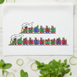 Christmas Train Tea Towel