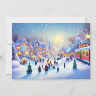 Christmas train village budget Christmas Holiday Card