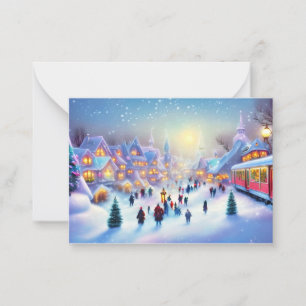 Christmas train village budget mini Christmas Card