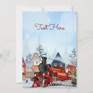Christmas train winter  holiday card