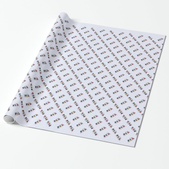 Christmas Train Wrapping Paper (Unrolled)
