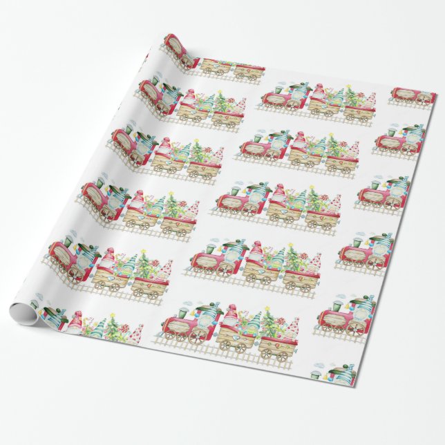 Christmas Train Wrapping Paper (Unrolled)