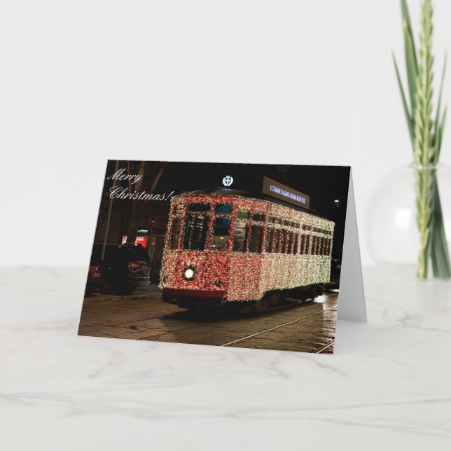 Christmas Tram in Milan Holiday Card (Front)