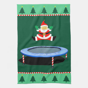 Christmas Trampoline Santa Claus Tea Towel