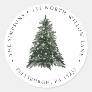 Christmas Tre Return Address Classic Round Sticker