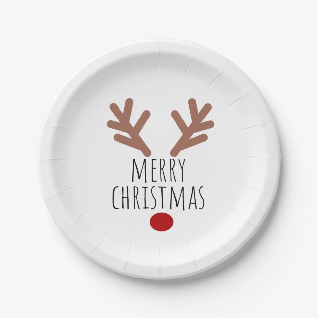 Christmas Treat box Reindeer Antlers Paper Plate (Front)