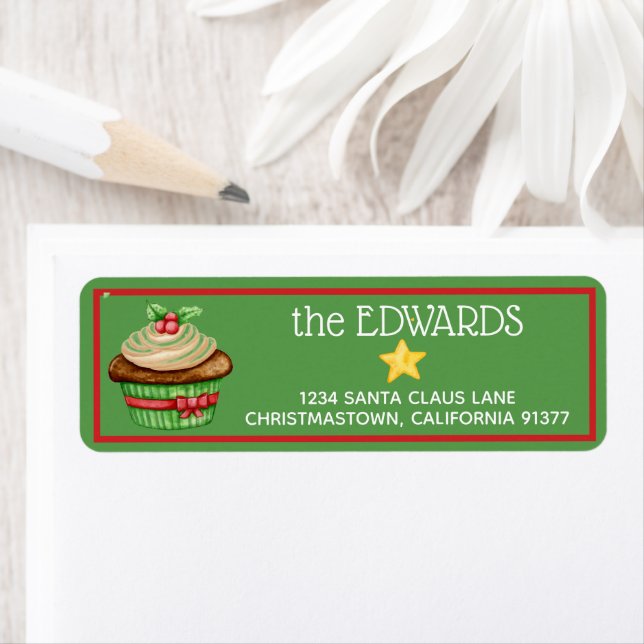 Christmas Treat Cupcake Return Address Label (Insitu)