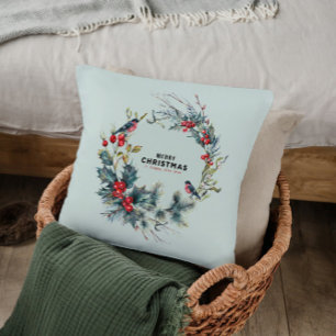 Christmas treat featuring bullfinch cushion