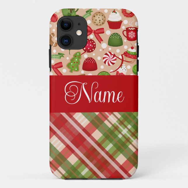 Christmas treats and plaid personalised design Case-Mate iPhone case (Back)