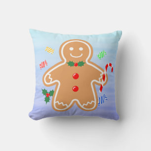Christmas Treats Gingerbread Man Candy Cane Cushion