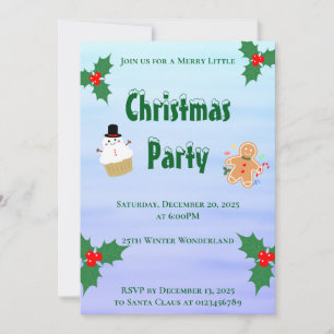 Christmas Treats Gingerbread Man Candy Cane Invitation