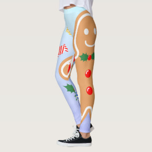 Christmas Treats Gingerbread Man Candy Cane Leggings