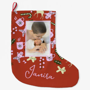 Christmas Treats Holiday Festive Family Photo   Large Christmas Stocking