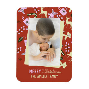 Christmas Treats Holiday Festive Family Photo   Magnet