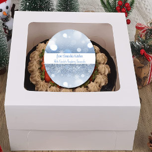 Christmas Treats Snowflakes Sparkle Blue White  Classic Round Sticker