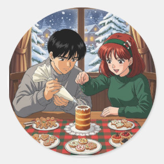 Christmas Treats Together Classic Round Sticker