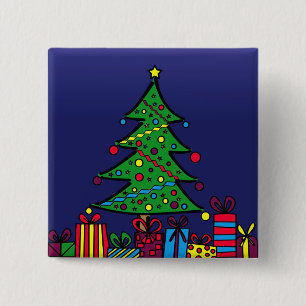 Christmas tree 15 cm square badge