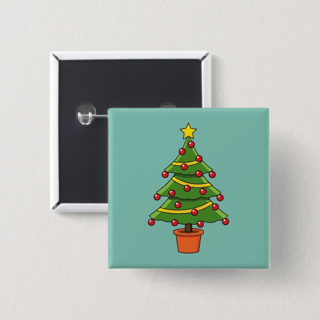 Christmas Tree 15 Cm Square Badge (Front & Back)