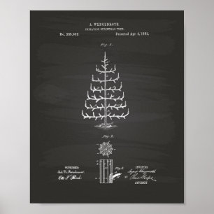 Christmas Tree 1882 Patent Art Chalkboard Poster