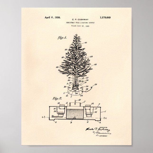Christmas Tree 1925 Patent Art Old Peper Poster (Front)