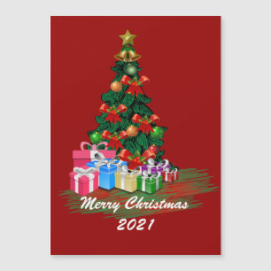 Christmas Tree 2021 Burgundy Magnetic Card