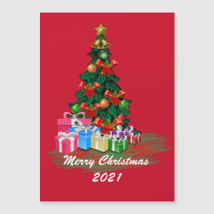 Christmas Tree 2021 Red Magnetic Card