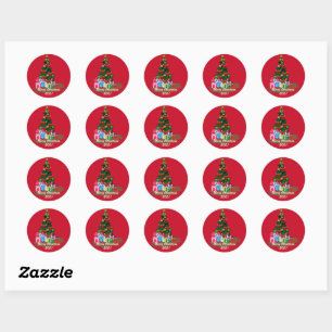 Christmas Tree 2021 Red Round Sticker