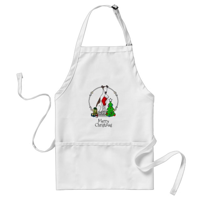 Christmas Tree 2 Greyhound (brindle white) Dog Fun Standard Apron (Front)