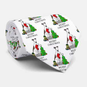 Christmas Tree 2 Greyhound (brindle white) Dog Fun Tie