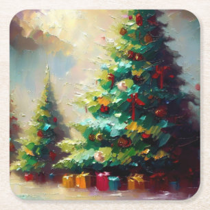 Christmas Tree 2 Square Paper Coaster
