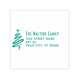 Christmas Tree #3 Family Name Return Address Self-inking Stamp