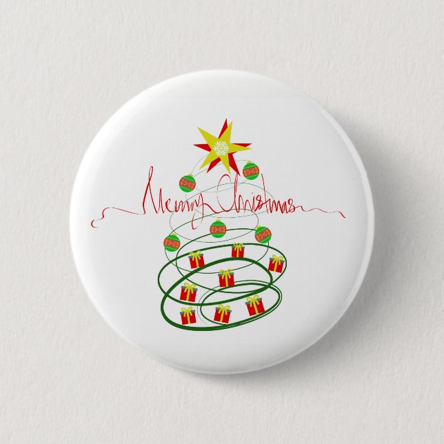 Christmas tree 6 cm round badge (Front)