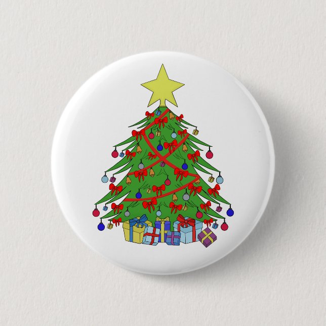Christmas tree 6 cm round badge (Front)