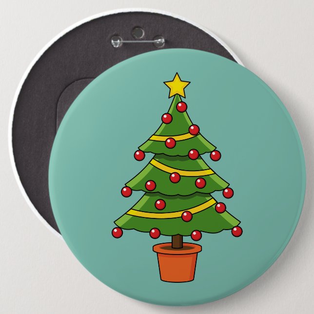 Christmas Tree 6 Cm Round Badge (Front & Back)