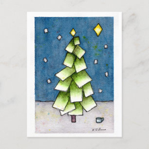 Christmas Tree Abstract Holiday Postcard