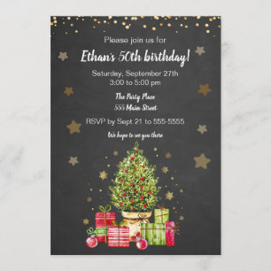 Christmas tree adult birthday party invitation