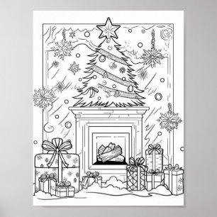 Christmas Tree Adult Colouring Poster