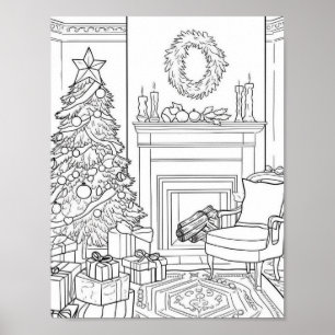 Christmas Tree Adult Colouring Poster